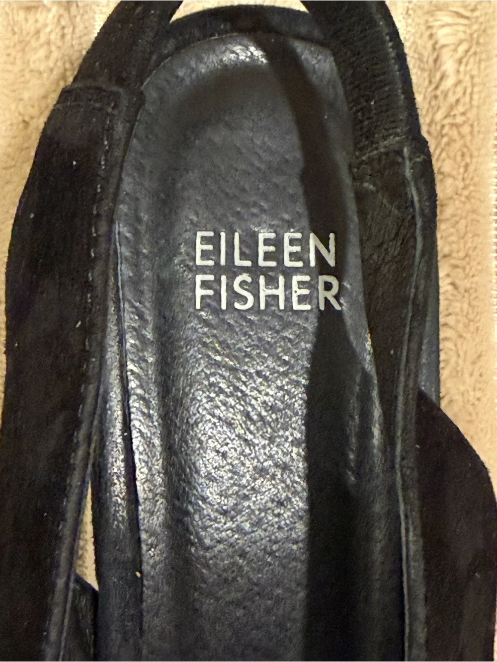 Eileen Fisher Black Suede Pointed Slingback Pumps size 7.5
